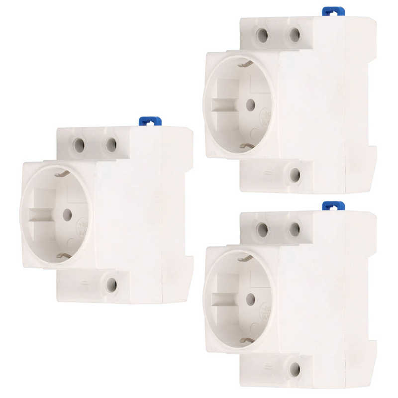 3Pcs EU Plug Power Socket Rail Adapter Power Socket Outlet Connector AC 250V 10-16A