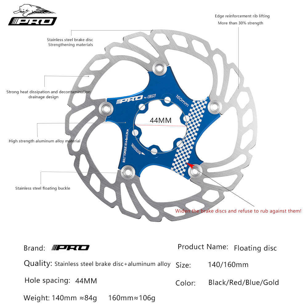IIIPRO bicicleta 140MM 160MM freno de disco Rotor flotante engrosamiento anodizado enfriamiento rápido disco ultraligero