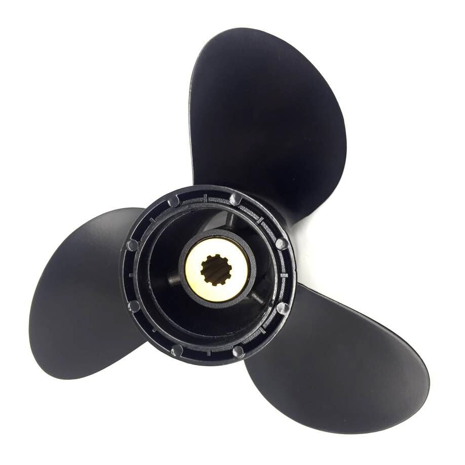 Aluminum Boat Outboard Propeller for Suzuki 9.9-15HP Black 3 Blades 10 Spline Tooth 9 1/4 x 11