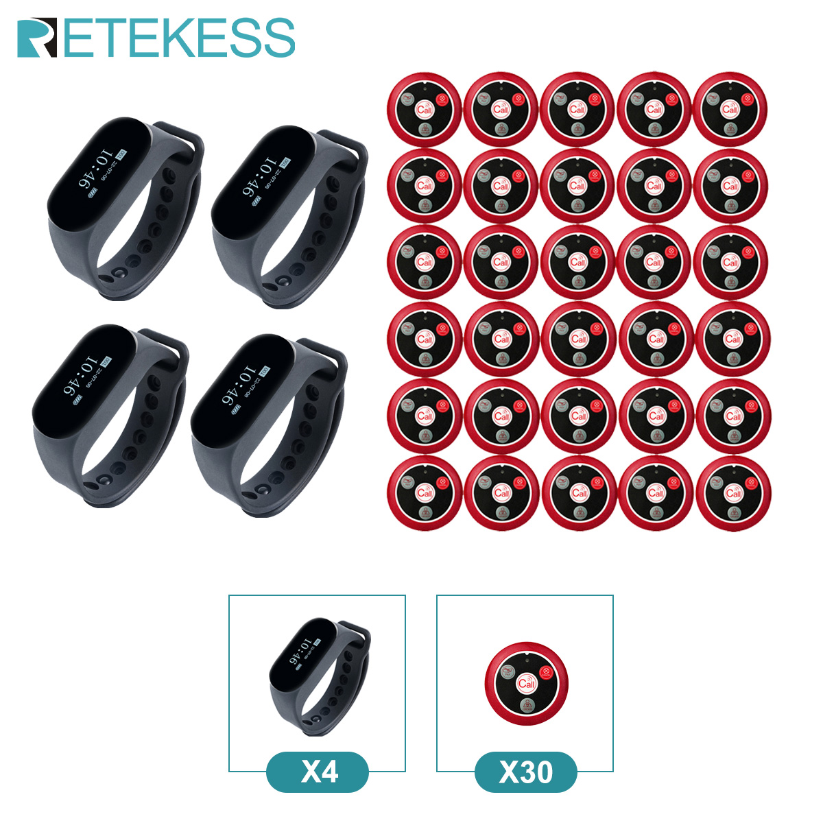RETEKESS Restaurant Pager Draadloos Ober Oproepsysteem TD112 Waterdicht Horloge Pager Ontvanger T117 Belknoppen voor Cafe Bar
