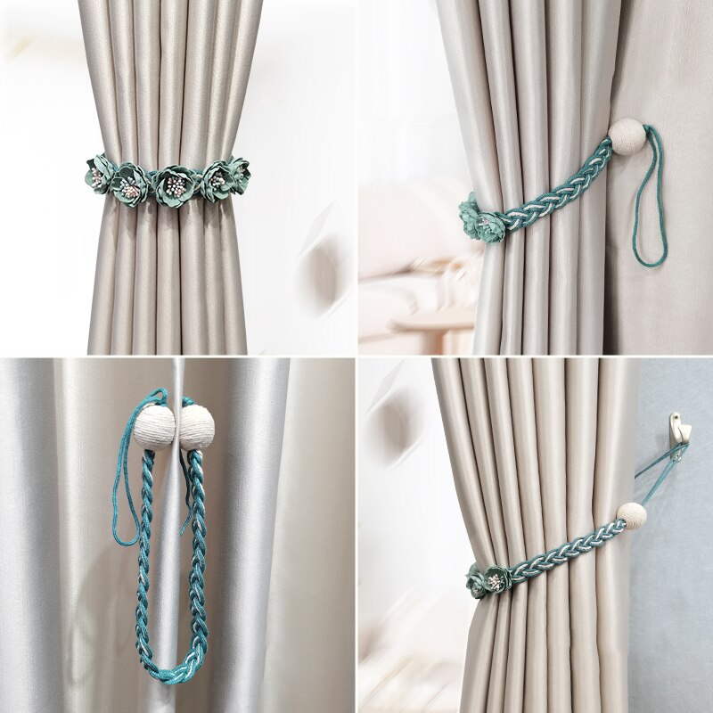 Pince à cordon pour rideaux, porte-rideau avec crochets et aimants