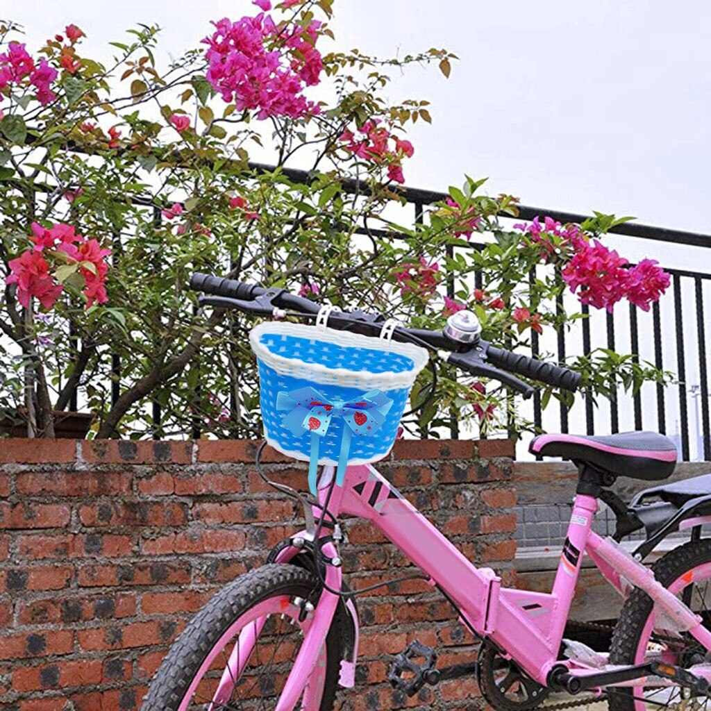Cykel pink/blå forreste kurv til børn cykler trehjulede scootere børn drenge piger forreste bowknot kurv #y30