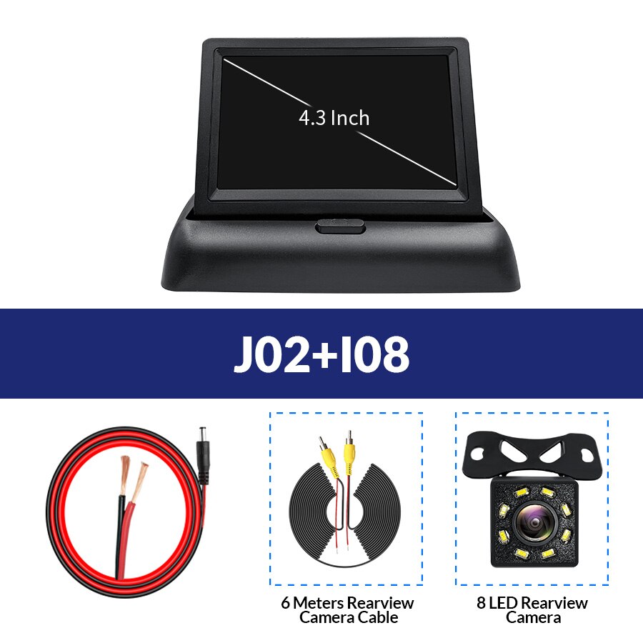 4.3 Inch TFT LCD Car Monitor Foldable Display Reverse Camera Parking System For Car Rearview NTSC PAL: J02-I08
