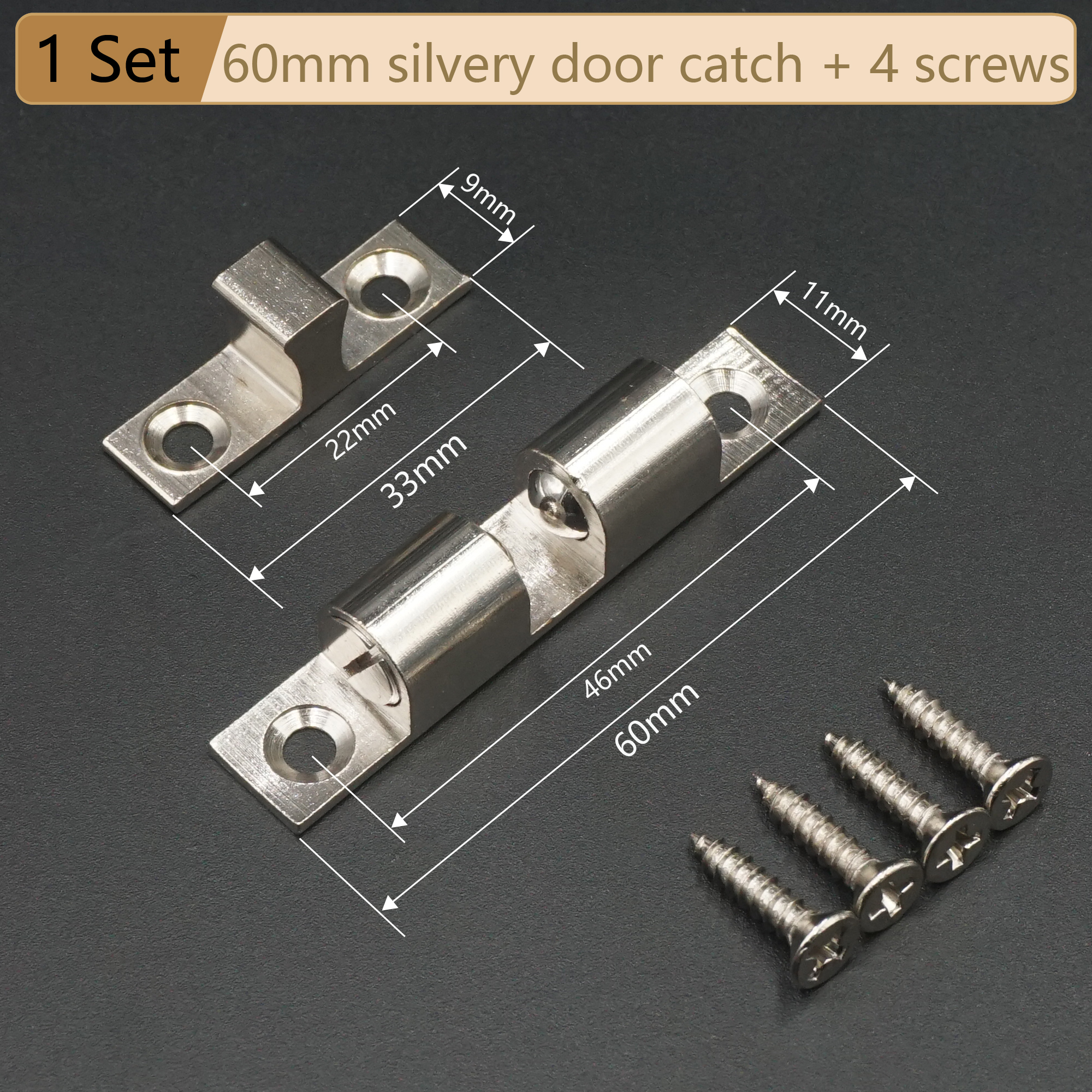 Cabinet Door Catch Solid Brass Adjustable Spring Ball Latch Furniture Door Closer with Free Screws 40mm/50mm/60mm/70mm: Red