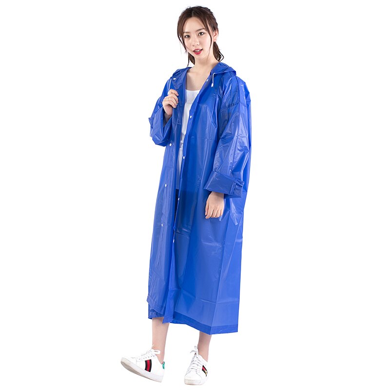 Moda donna a buon mercato giacca lunga semi trasparente impermeabile con cappuccio cappotto antipioggia EVA amichevole EVA trasparente sottile impermeabile donna