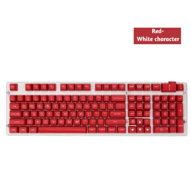 108 Keys SA Profile ABS Keycap Set Ergonomics Double-shot Molding Large Font Opaque Key caps For Mechanical Gaming Keyboard: Red-1