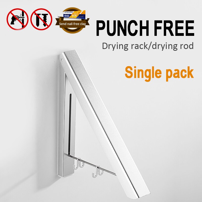 Balcony Space Aluminum Foldable Clothes Drying Laundry Rack Punch-free Hanging Clothes Bathroom Invisible Telescopic Drying Rack: 01