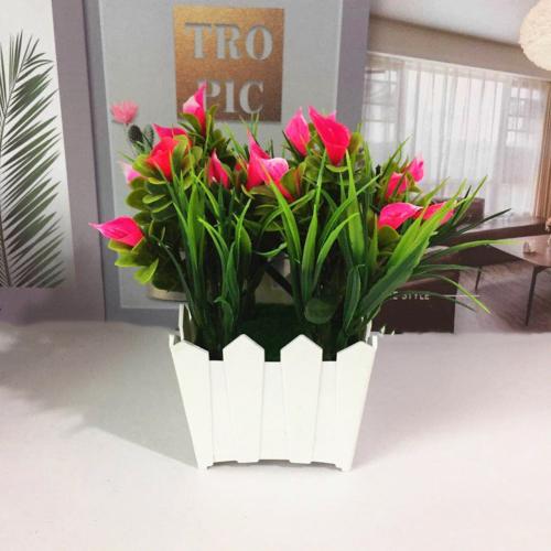 Kunstig potteblomst callalily potteplanter bonsai diy hjem stue kontorindretning havebord dekoration lotus planteindretning: Lyserød