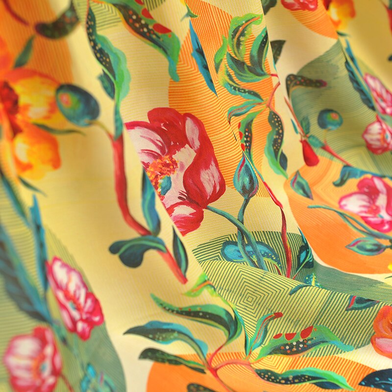 Natural silk double joe fabric cloth per meter 16mm 135 cm wide anti-wrinkle printed clothing shirt dress fabric express