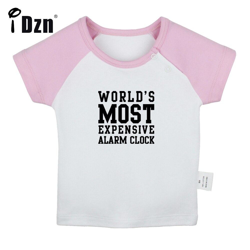 Wereld Duurste Wekker Fun Art Gedrukt Baby Jongens T-shirts Leuke Baby Meisjes Korte Mouwen T-shirt Pasgeboren katoen Tops