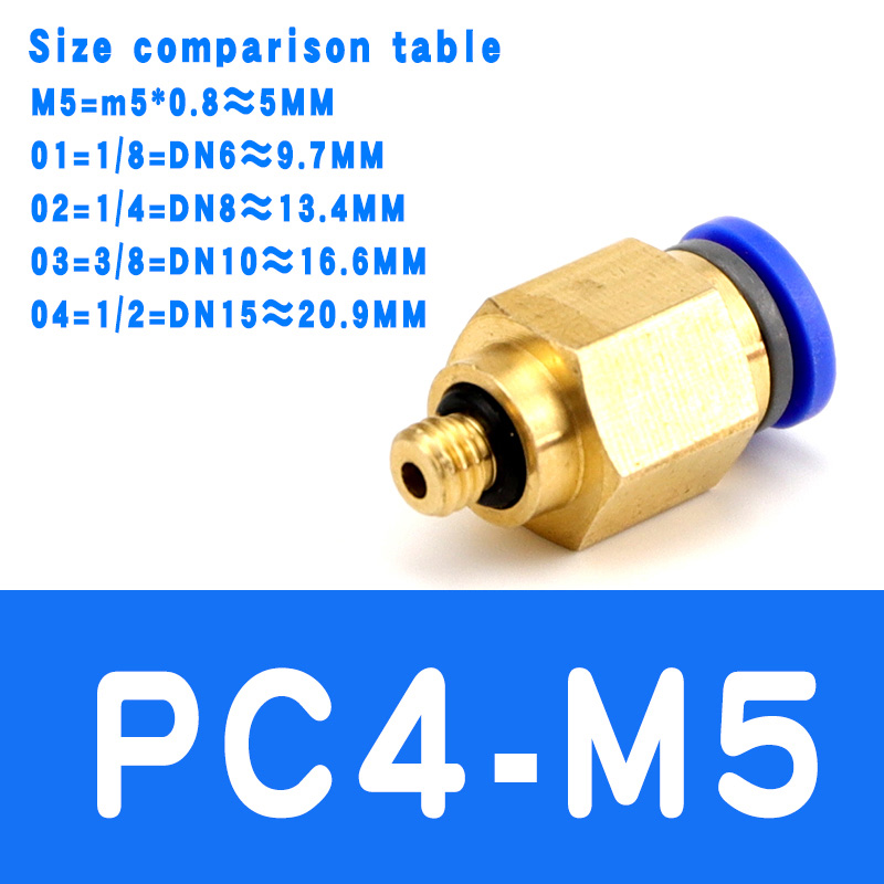 Air Pneumatic PC Fitting 10mm 8mm 6mm 4mm Hose Tube 1/4"BSP 1/2" 1/8" 3/8" Male Thread Pipe Connector Quick Coupling Brass: PC4-M5