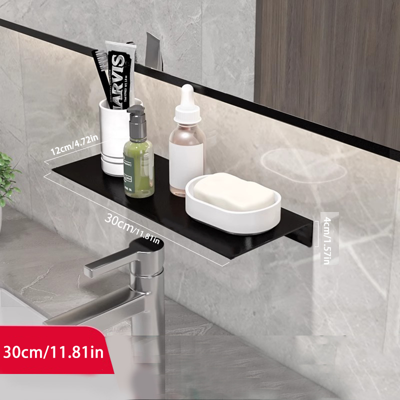 30/40/50cm Drijvende plank Muur Opslagplanken voor Woonkamer Badkamer Keuken Hangend gemonteerd Wit zwart Badkamerplank: WHITE
