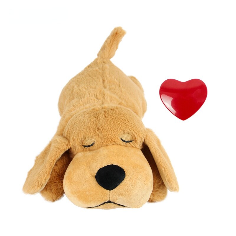 Pet Comfort Dog Toys for Small Dogs Pets Stress Release Accompanying Sleep Simulated Heartbeat Plush Toy Pet Accessories: 2pcs light brown