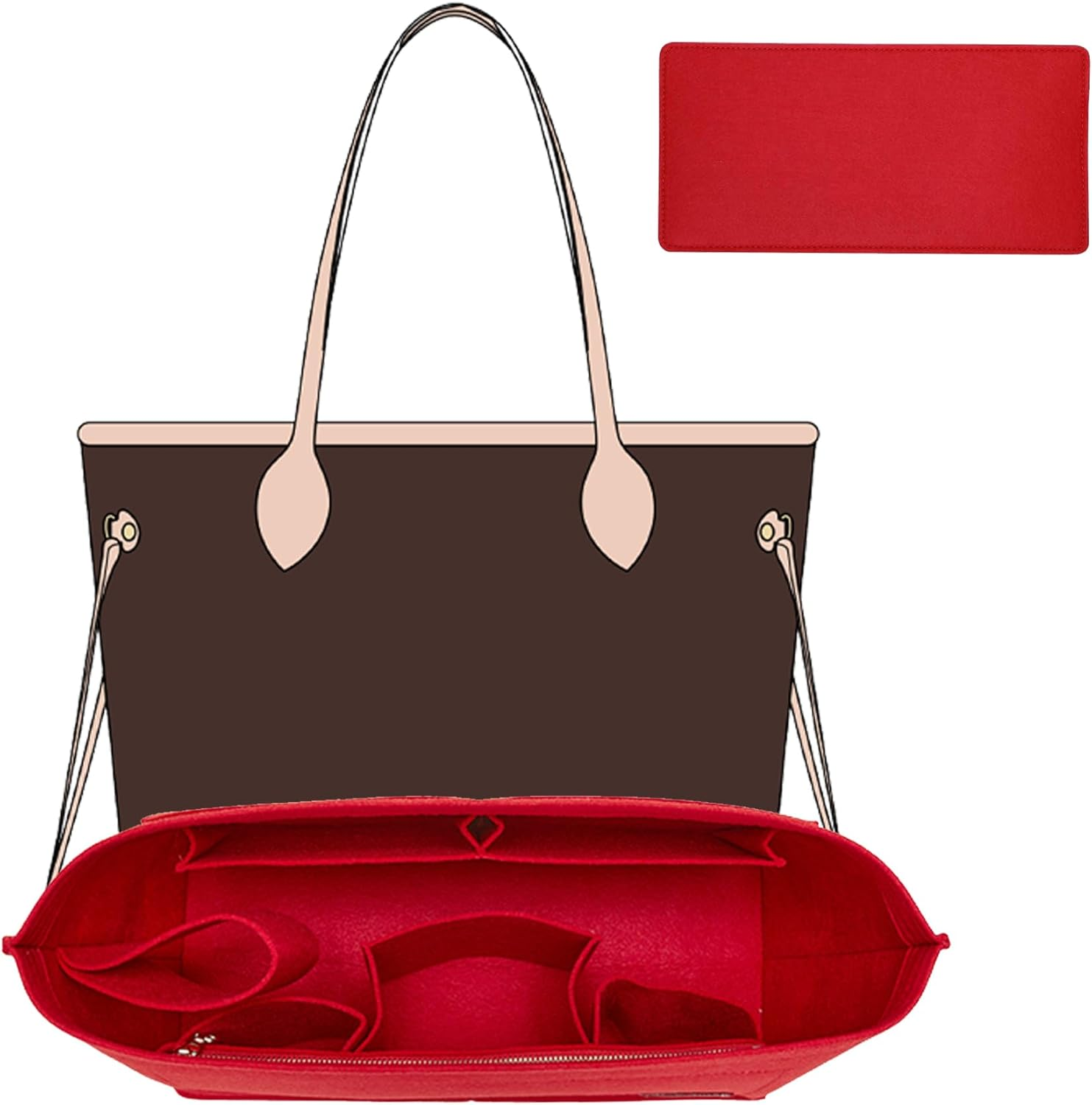 Wkładka do organizera do torby z podstawą, filcowa wkładka do organizera do torby kompatybilna z Le pliage, neverfull, wkładka do torebki City 33: Inne / Rose Gold