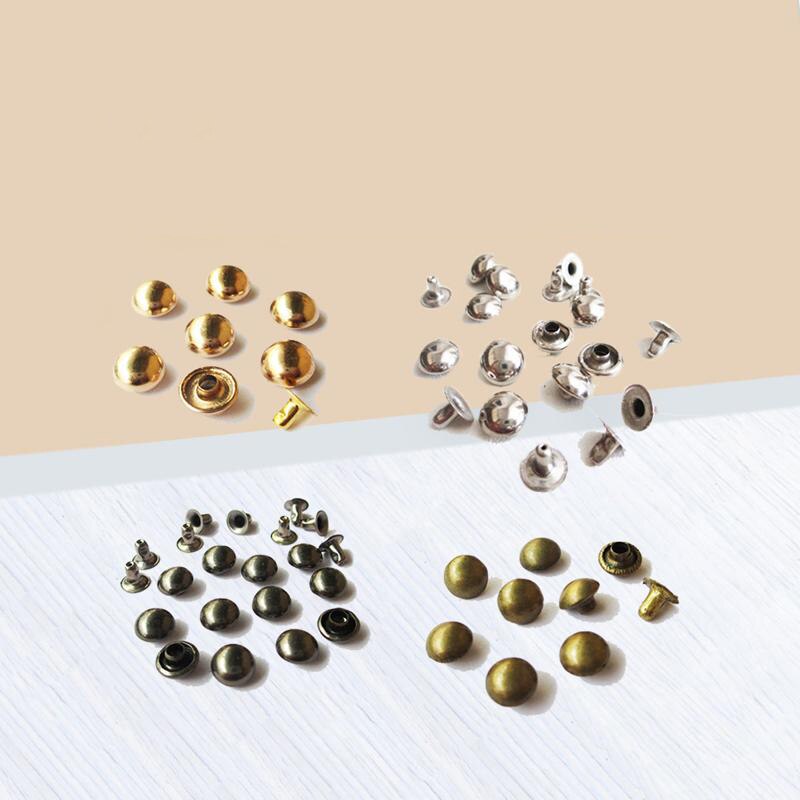 Remaches de hongo redondos de 6mm, remaches de cobre con cara de hierro, cuero, Cartera de artesanía, botones de sujeción, 100 Uds. Por lote
