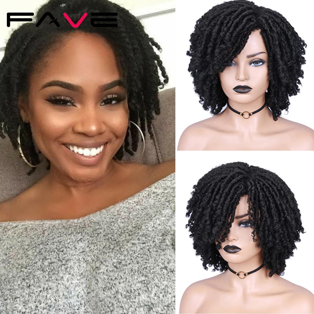 FAVE Dreadlock perruque noir Afro cheveux bouclés tressé torsion Dreadlock perruques résistant à la chaleur fibre synthétique quotidien fête perruque pour les femmes: # 1B
