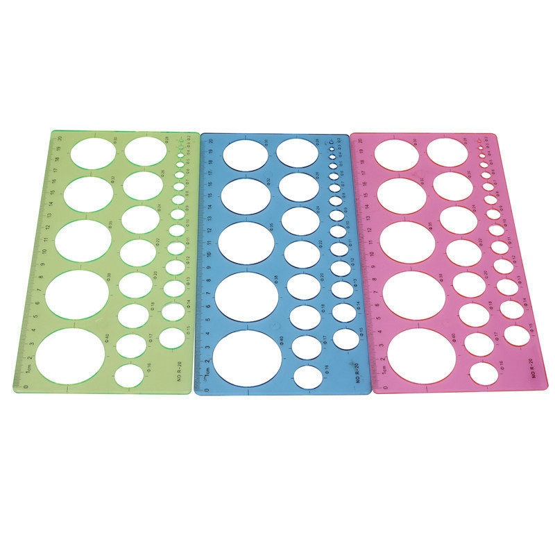 1 pcs Plastic Template ruler Students Rectangle Shape Great Circle Template Ruler Student School Stationery Supply