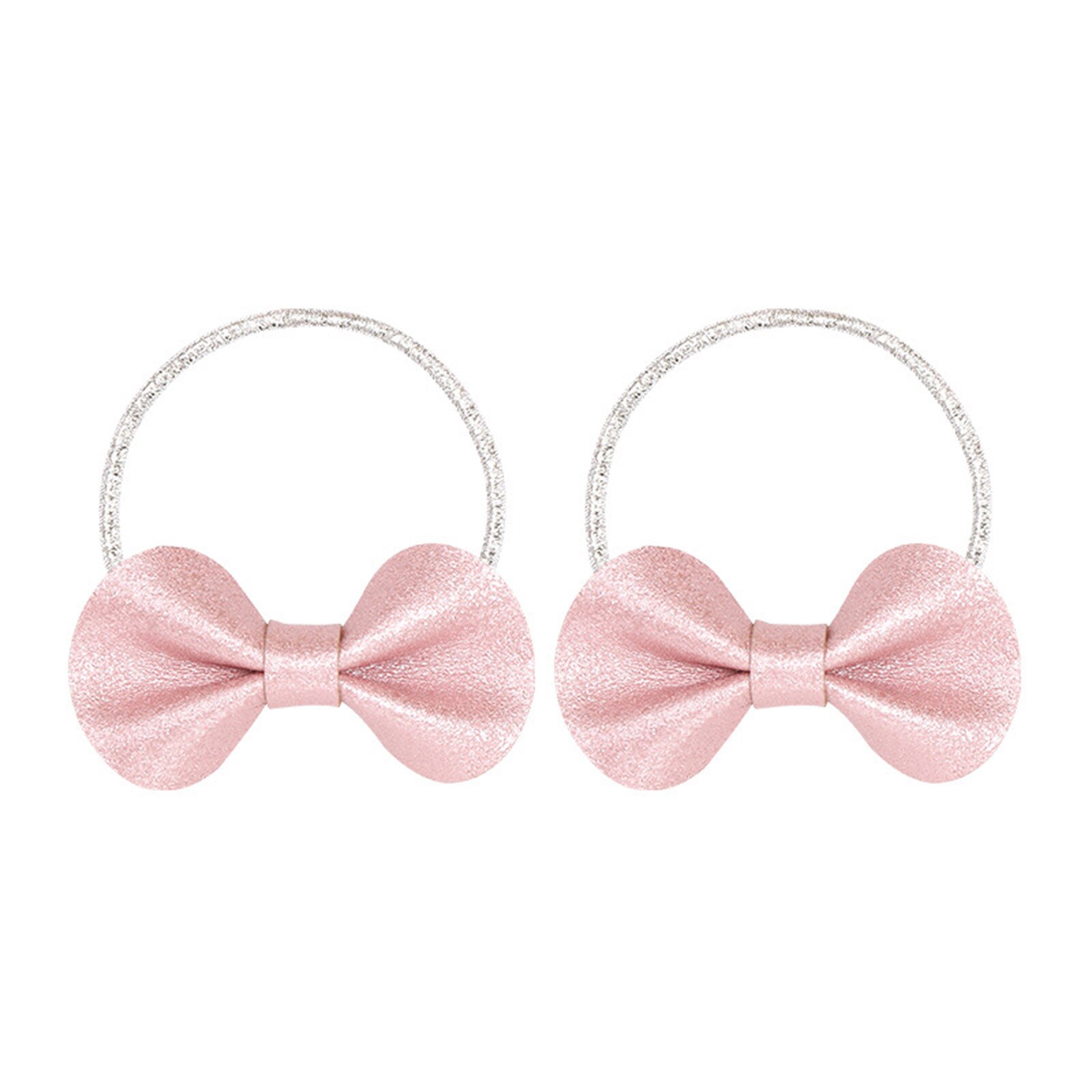 1 Paar Glittery Baby Hair Bows Kids Kleine Haar Stropdas Chouchou Baby Hoofdbanden Shiny Elastische Haarbanden Voor Meisjes Baby Haar accessoires: Roze