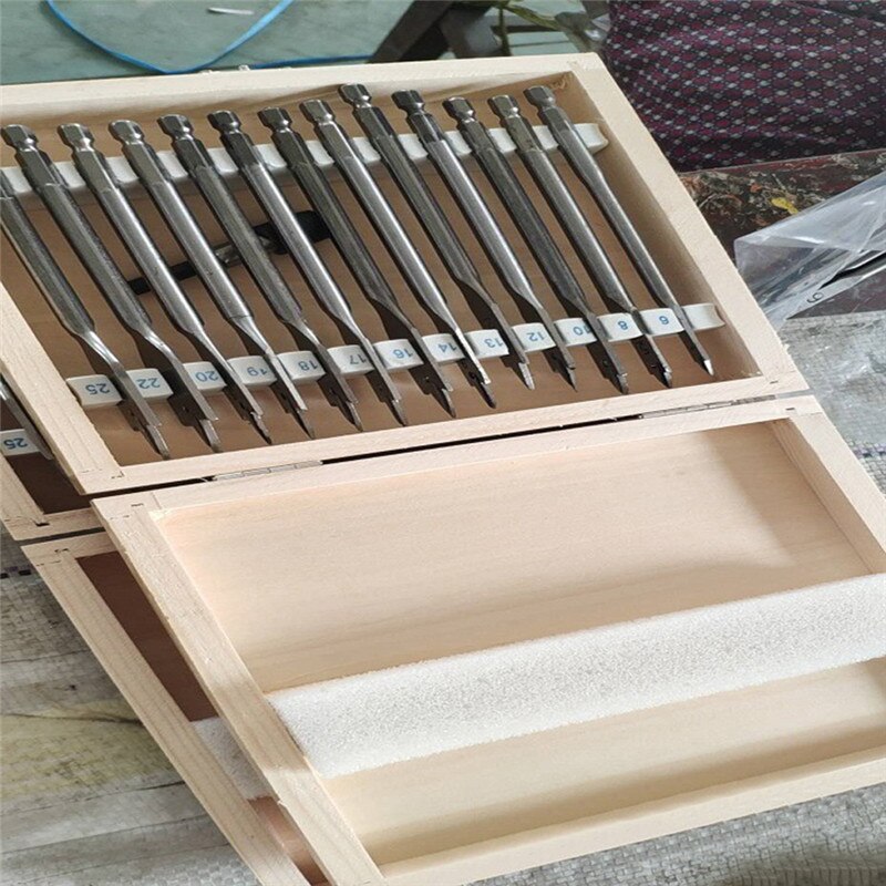 13Pc/Set Flat Drill Long High-carbon Steel Wood Flat Drill Set Woodworking Spade Drill Bits Woodworking Hand Tool 15cm