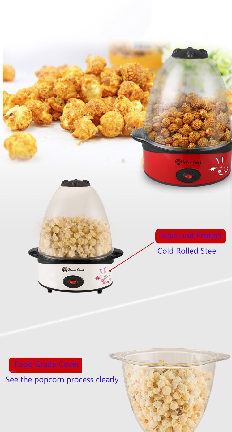 Easy Operate Popcorn Machine Mini Family Popcorn Maker Easy Clear Food Grade Cover