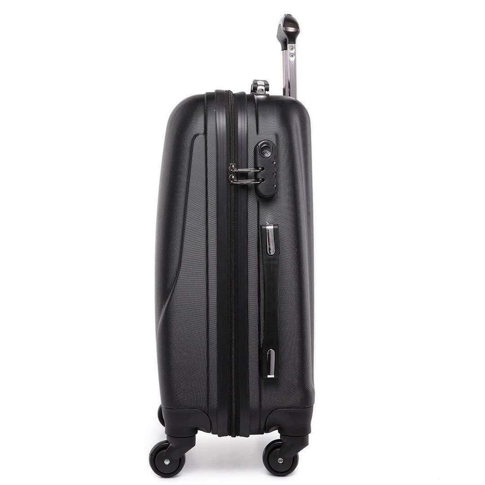 carrello rigido bagaglio a mano valigia per voli 4 ruote 55x34x24 cm Nero