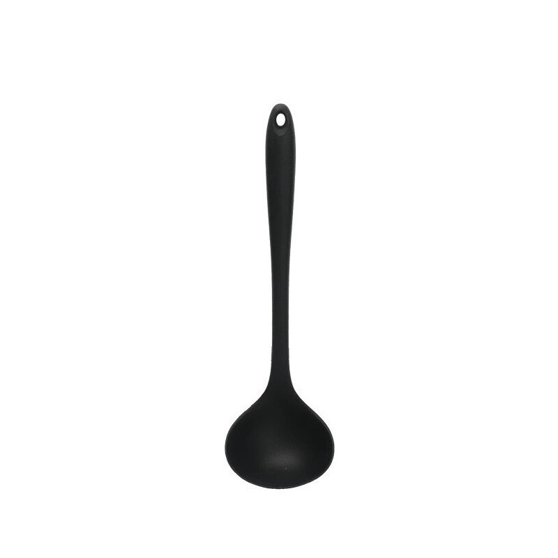 Rice Cooker Silicone Spoon for Cooking Spatula Kitchen Ladle Heat Resistant Tableware With Hollow Out Long Handle Spoon Bar: soup spoon Black