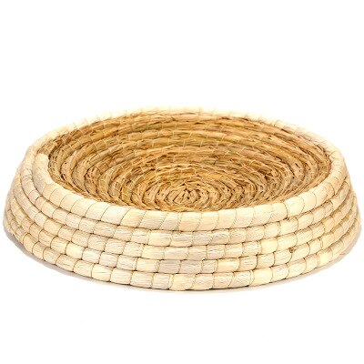 Mascota trenzado de paja cama cachorro nido de gato perrera rascado de gato pequeño estera para dormir mascotas casa gatos molienda garra cojín almohadilla: diameter 30cm