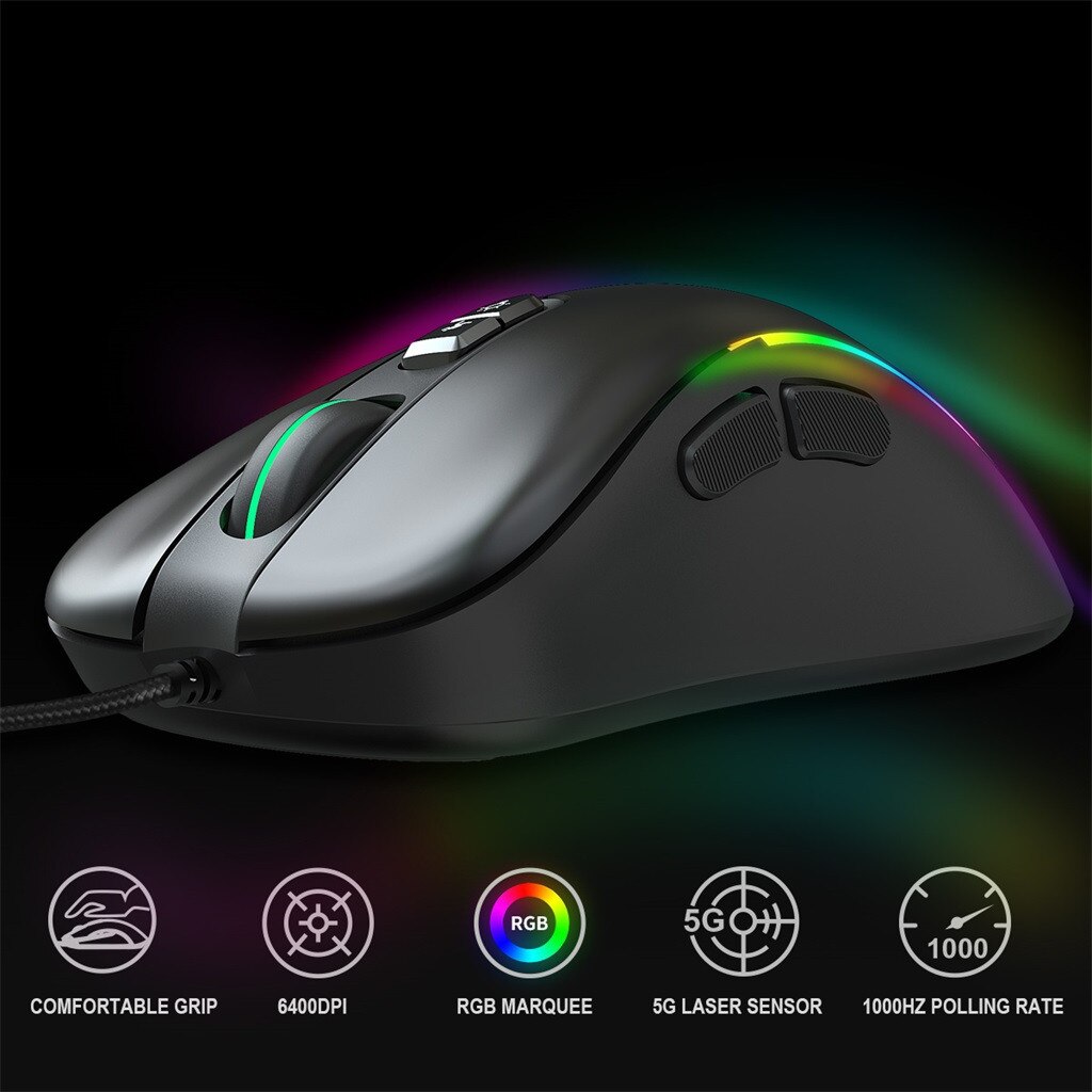 verdrahtet Spielen Maus 6400DPI programm makro Definition Professionelle-Klasse Gamer Mäbenutzen RGB Verdrahtete Maus Optische für Laptop Computer