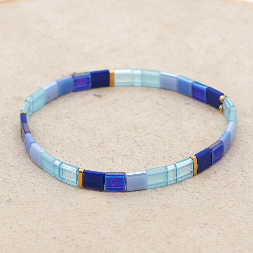 Go2boho pulseira feminina miyuki tila frisado pulseiras elásticas de vidro moda verão praia pulsera boho contas jóias 2020 feito à mão