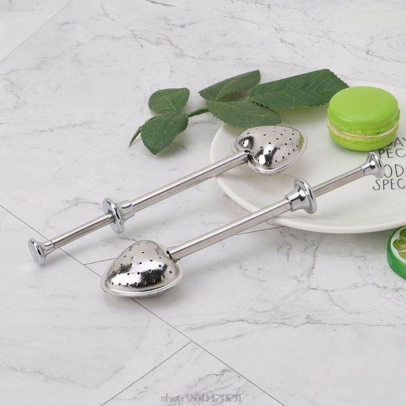 Heart Shape Stainless Steel Loose Leaf Tea Infuser Spoon Strainer Filter Herbal Spice With Long Handle D11 20