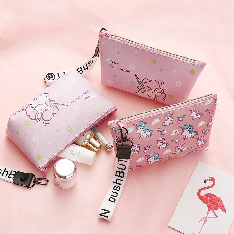 Bolsa de cosméticos de unicornio de Estuche De Viaje bolsa de maquillaje de lavado impermeable portátil estuche de lápices para niños estuche organizador de lápices para estudiantes