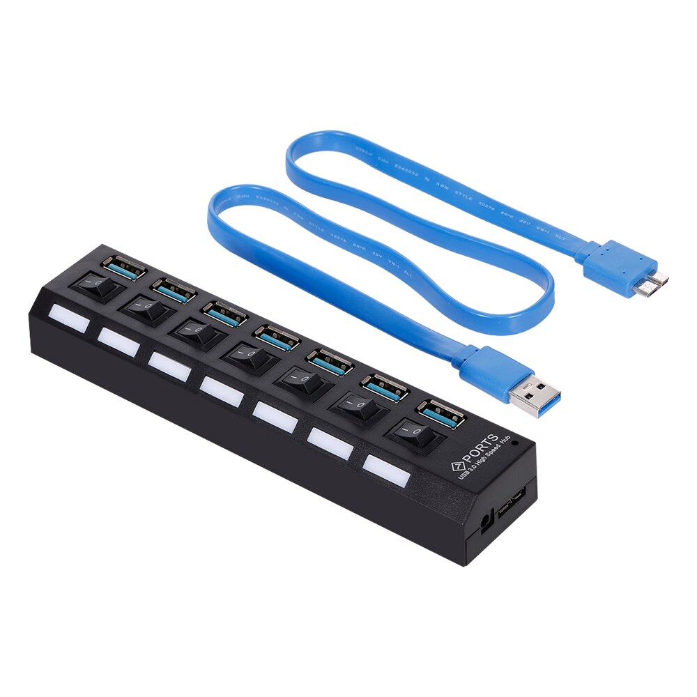 7- -poorts usb 3.0- hub usb-splitter 7- poorts expander met schakelaar voor pc: Default Title