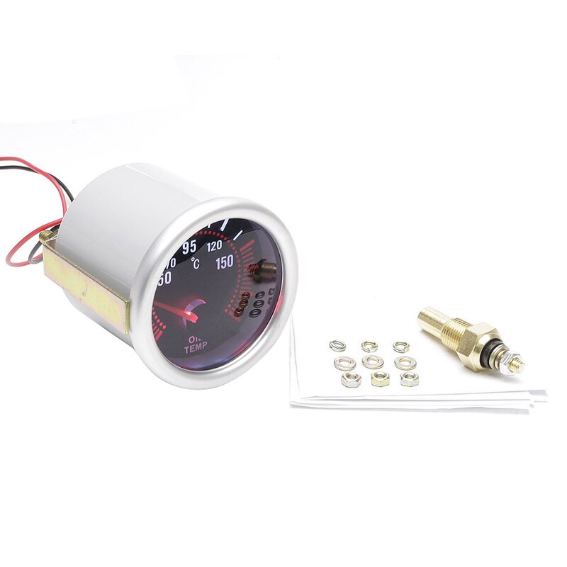 52mm 12v universal ledet bilmåler olie temperaturmåler olie temperatur overvågningsinstrument
