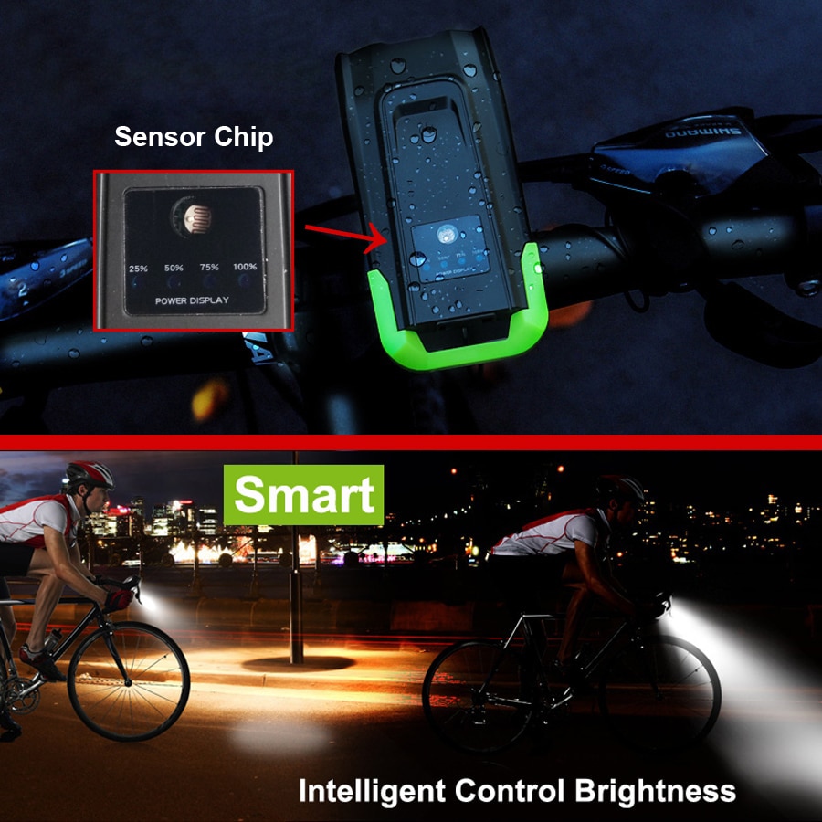 NEWBOLER Smart Induction Bicycle Lights 2 Holder Mount Chargeable Waterproof Bike Front Light LED Lamp Cycling Light With Horn