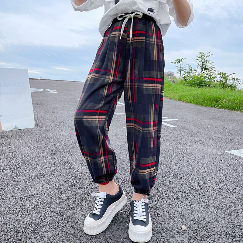 Pantalones a cuadros para niños y niñas, ropa Coreana de entrenamiento deportivo informal para adolescentes, pantalones de primavera y otoño, , nuevos: As Picture / 14