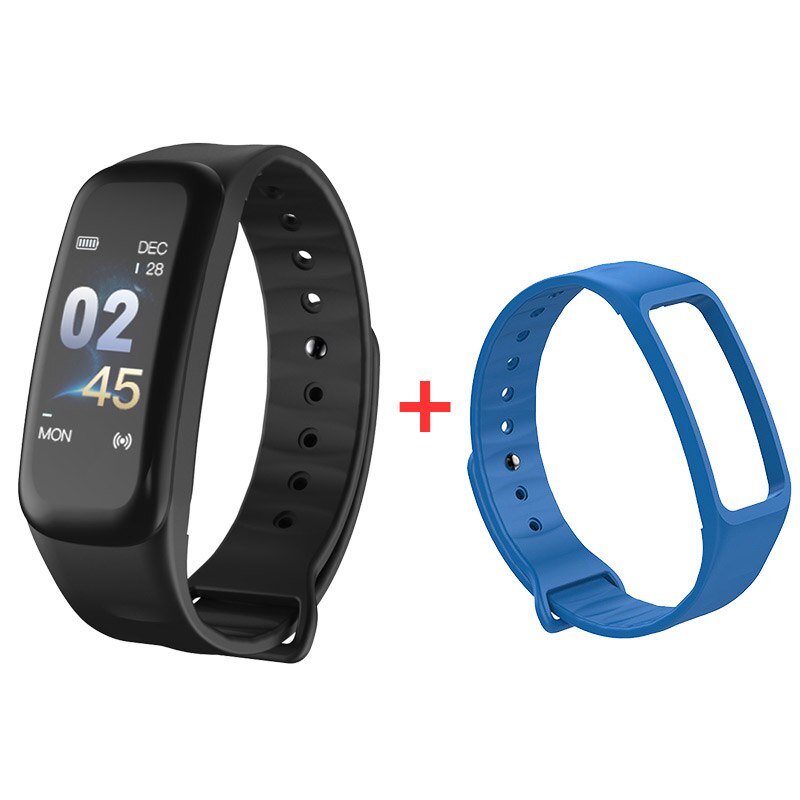 Smart band Blood pressure measure Color OLED Screen C1 plus Fitness tracker Heart rate monitor Waterproof Smartband Watch Sport: Add a blue strap