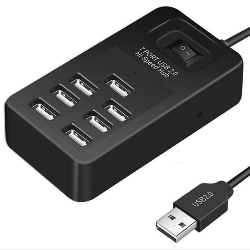 7 porte USB 2.0 centro di Espansione Ad Alta Velocità divisore estensore Cavo Adattatore Nero per per il Calcolatore Del PC