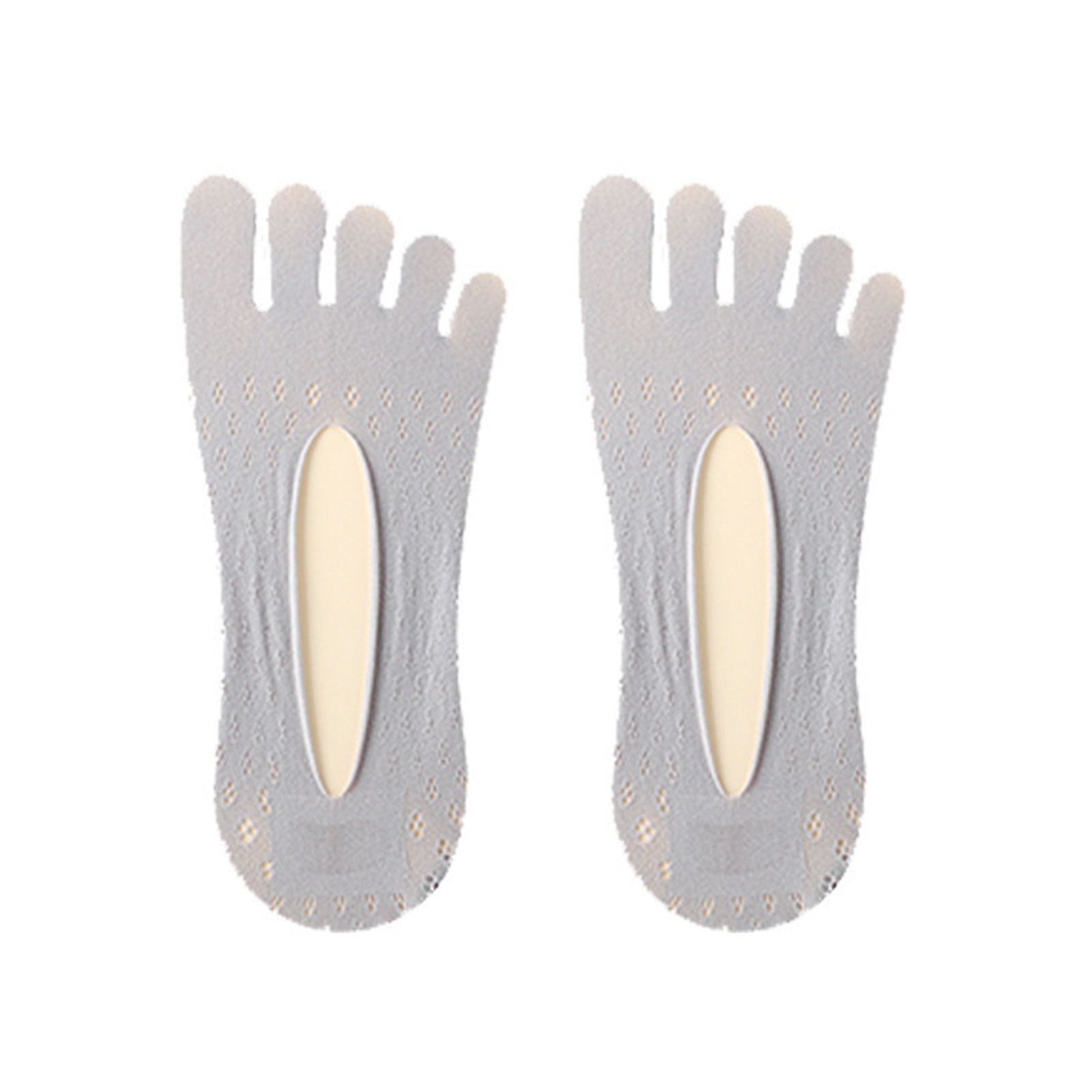 Velvet Five-toe Socks Mesh Ultra Low Cut Liner with Gel Tab Breathable Thin Five-toe Socks Invisible Socks for Women Summer B99: Gray
