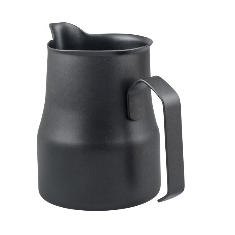 Jarra Espresso humeante, jarra de espuma café con leche de acero inoxidable, Espumador de leche Latte, jarra de leche artística, herramientas para expreso Barista: 500ml-Black Teflon