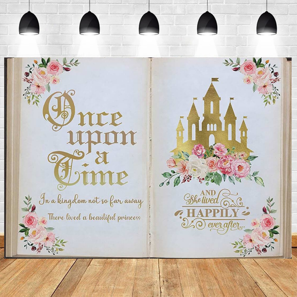 Fairy Tale Books Theme Magic Book Forest Photography Background Storybook Wonderland Romantic Wedding Birthday Decor Supplies: L / Gold