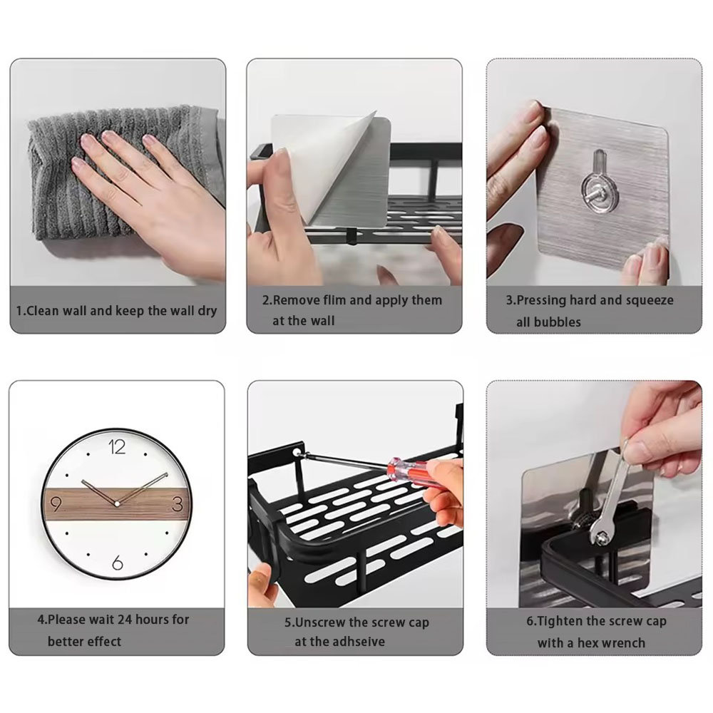 1pc badeværelseshylder makeupopbevaringsorganisator aluminiumslegering shampoohylde bruserhylde badeværelsestilbehør væghylde uden boremaskine