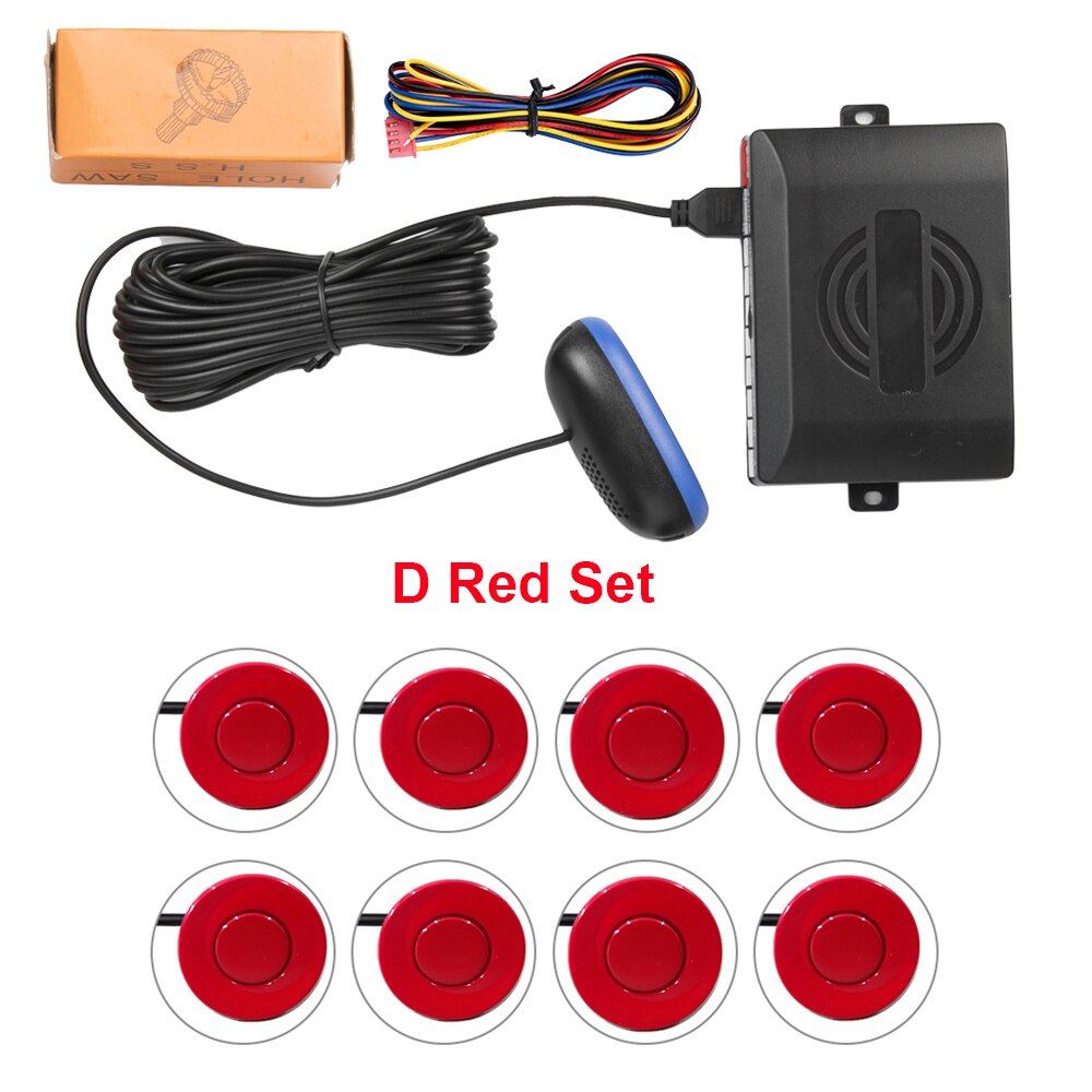 Auto Parktronic Parking Sensor 8 Led Display Monitor Voice Alarm Motion Backlight Auto Radar Detector Front Parkeersensoren: Red