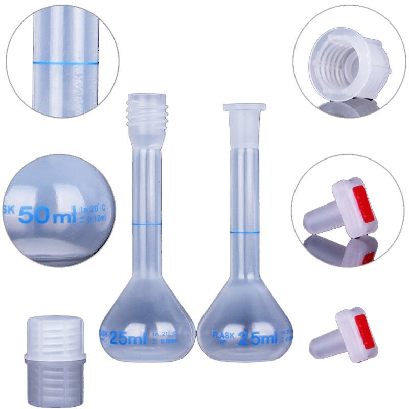 10 ml-1000 ml Heimat/Labor Kunststoff Messkolben Für Chemie Experienment Reagenz Flaschen w/Schraube buchse Typ