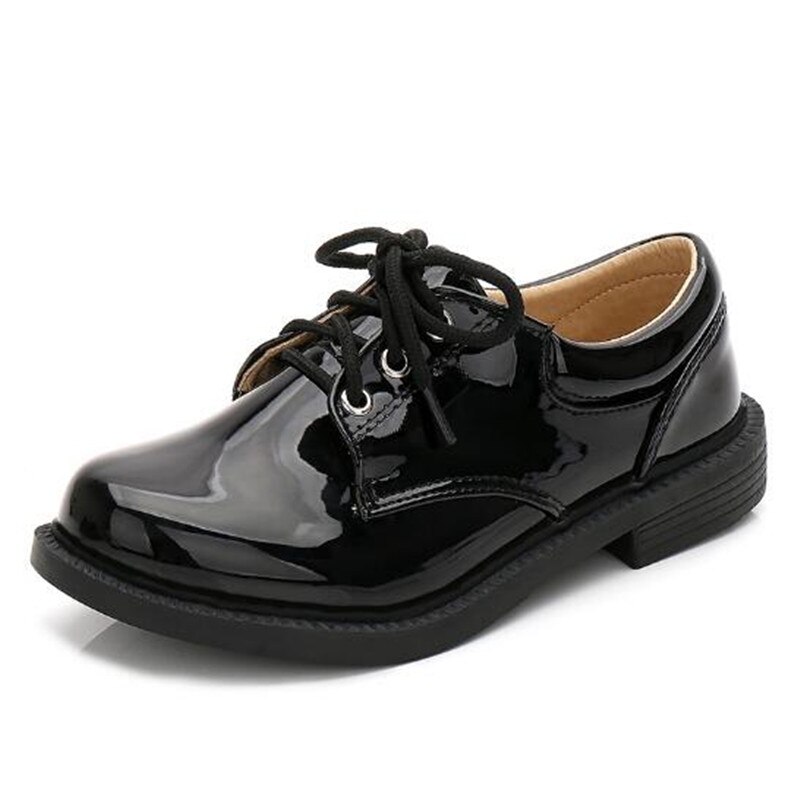 Jongensschoenen van lakleer met veters, britse dikke zool, ademende kinderloafers, waterdichte sneaker voor peuters