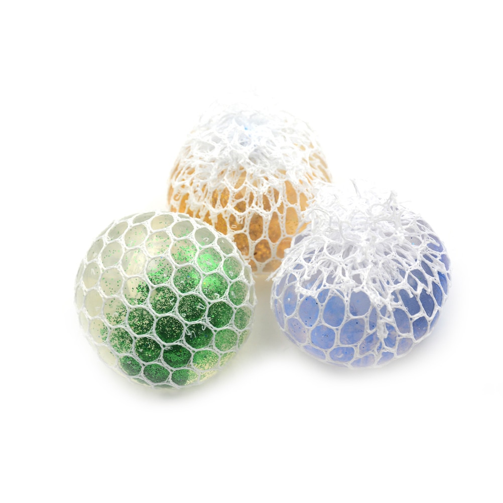 Slumpmässig druvform släpp tryck stress boll paljett kläm boll 6cm hand handled träning stress för barn vuxen