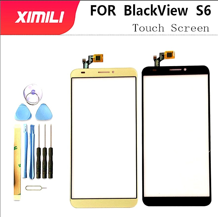 Cristal táctil para teléfono móvil de 5,7 pulgadas, pantalla táctil de cristal Blackview S6, accesorios para Sensor de lente del Panel digitalizador + herramientas + adhesivo