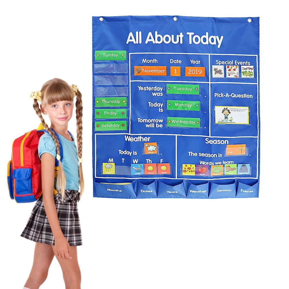 Schule Klassenzimmer Tasche Diagramm mit Datum Monat Jahr Woche Saison nasser Ereignis Karten Lehre Werkzeug über Aktivität LearningResource