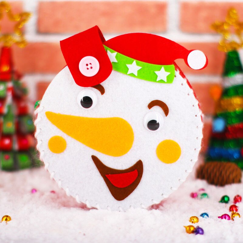 Kids DIY Christmas Handbag Non-Woven Cartoon Handmade Backpack Kindergarten Children Manual Bag Materials Kits: Snowman
