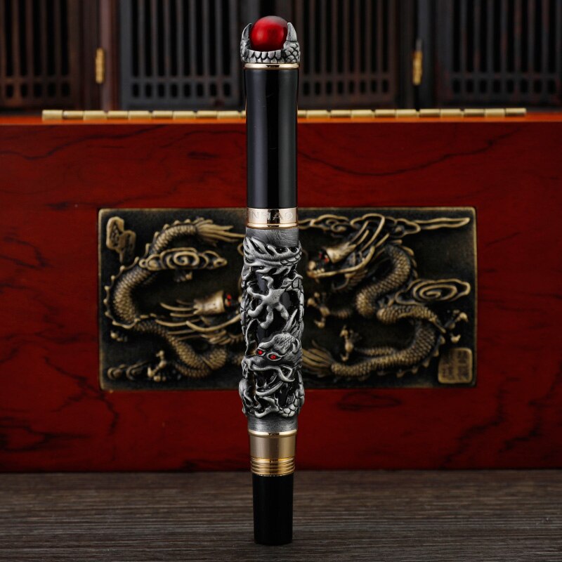 Luksus jinhao dragon king serie fyldepen 1.0mm kunst buet nib kalligrafi pen kontorartikler papirvarer kalligrafi pen: 1 vintage pen