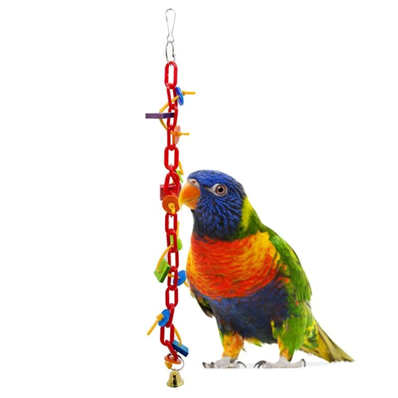 Parrot Opknoping Speelgoed Kleurrijke Acryl Vogel Chew Speelgoed Papegaai Blok Speelgoed Met Bell Vogel Speelgoed Parkiet Training Speelgoed Vogel Accessoires